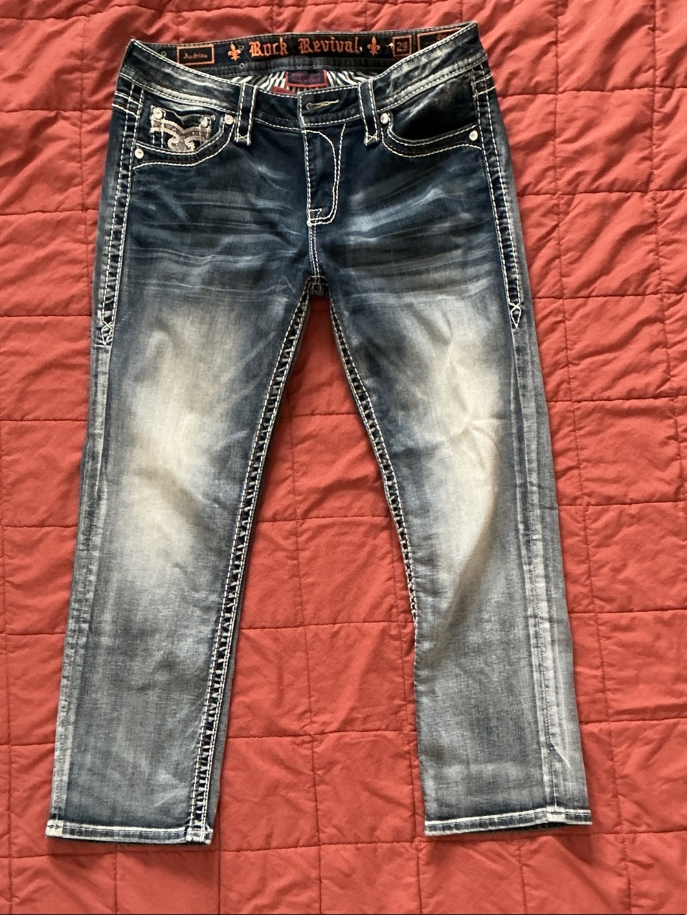 Rock Revival Men's Faded Dark Blue Skinny Jeans